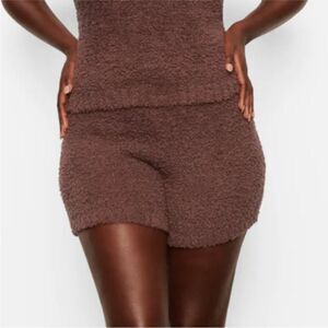 Skims Cozy Knit Shorts in Garnet Brown size L/XL
